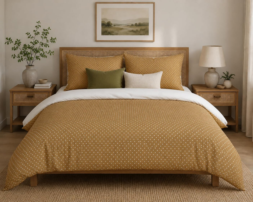 Polka Dot Duvet Cover Set – Mustard Yellow Polka Dots