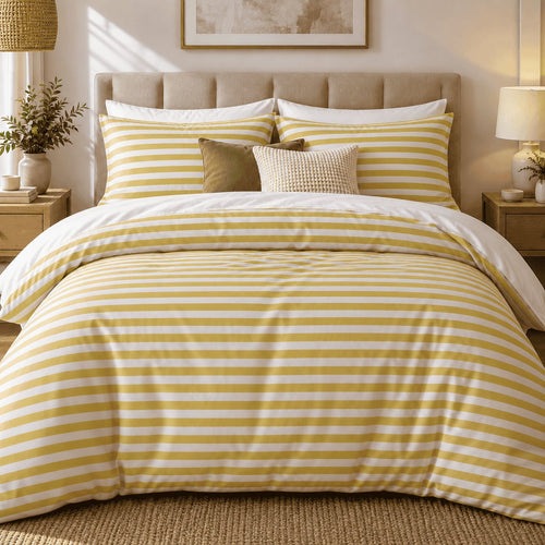 Mustard Yellow Stripe Duvet Cover Set – Single to Emperor