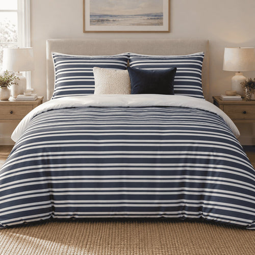 Navy Breton Stripe Duvet Cover Set – Single to Emperor