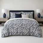 Animal Print Duvet Cover Set – Navy Zebra