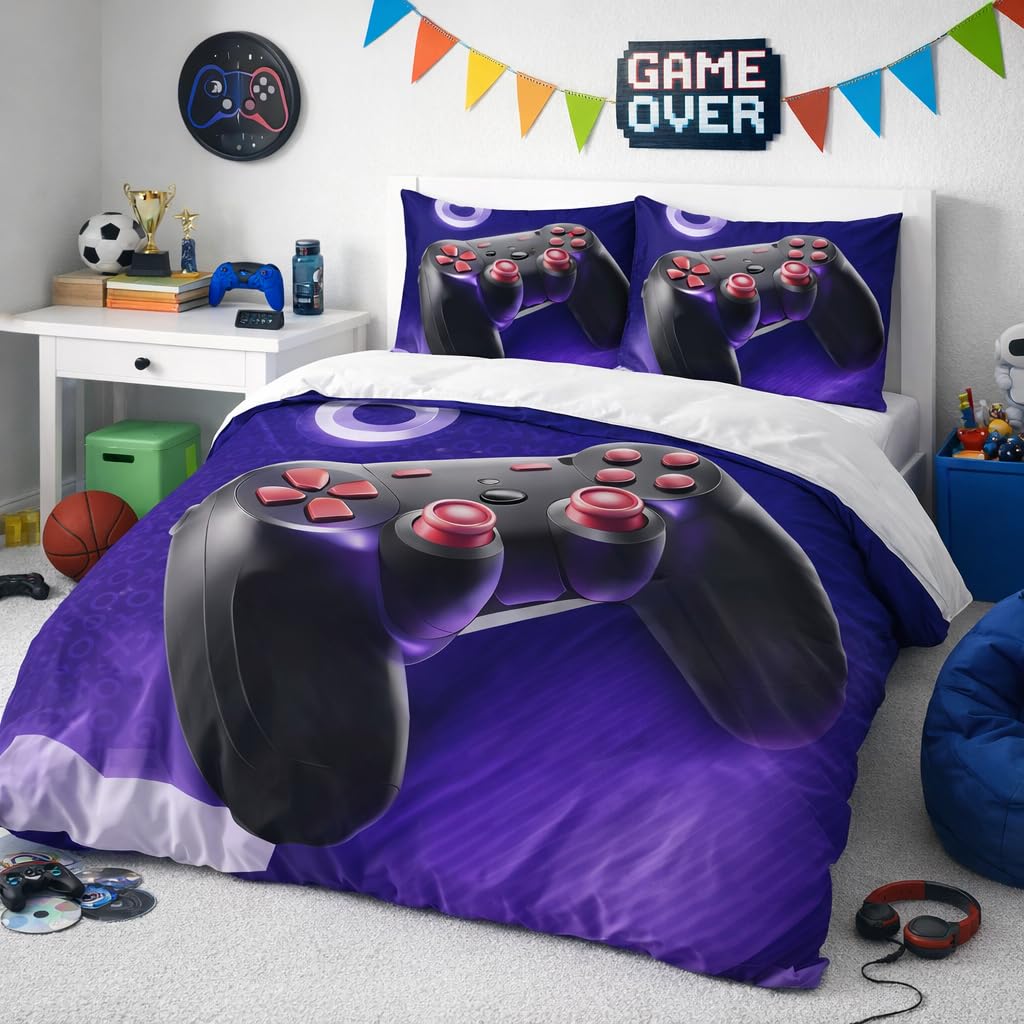 Gaming Duvet Cover Set – Neon Glow Gamepad