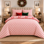 Nordic Christmas Reversible duvet cover set, reverse room view showing snowflake reverse in a bedroom with a wreath