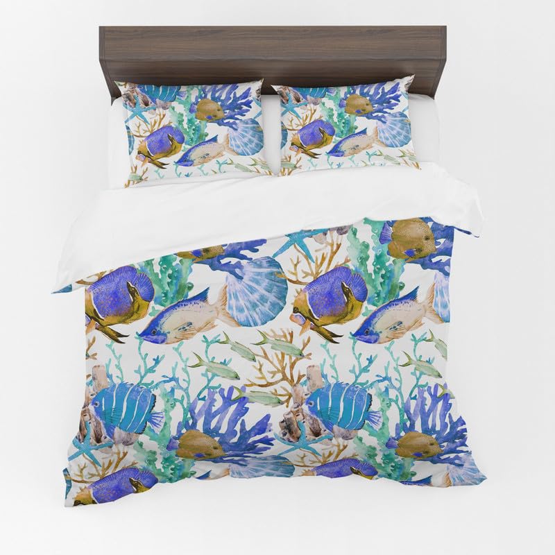 Fish Duvet Cover Set – Ocean Fishes White