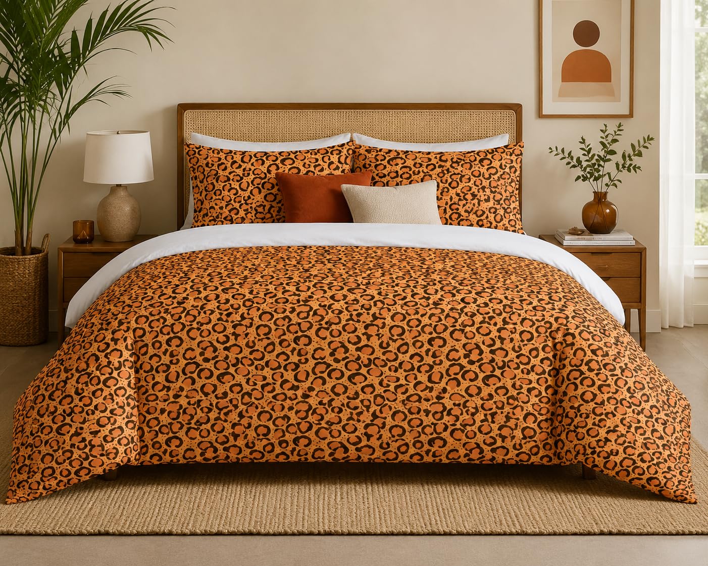Animal Print Duvet Cover Set – Orange Leopard