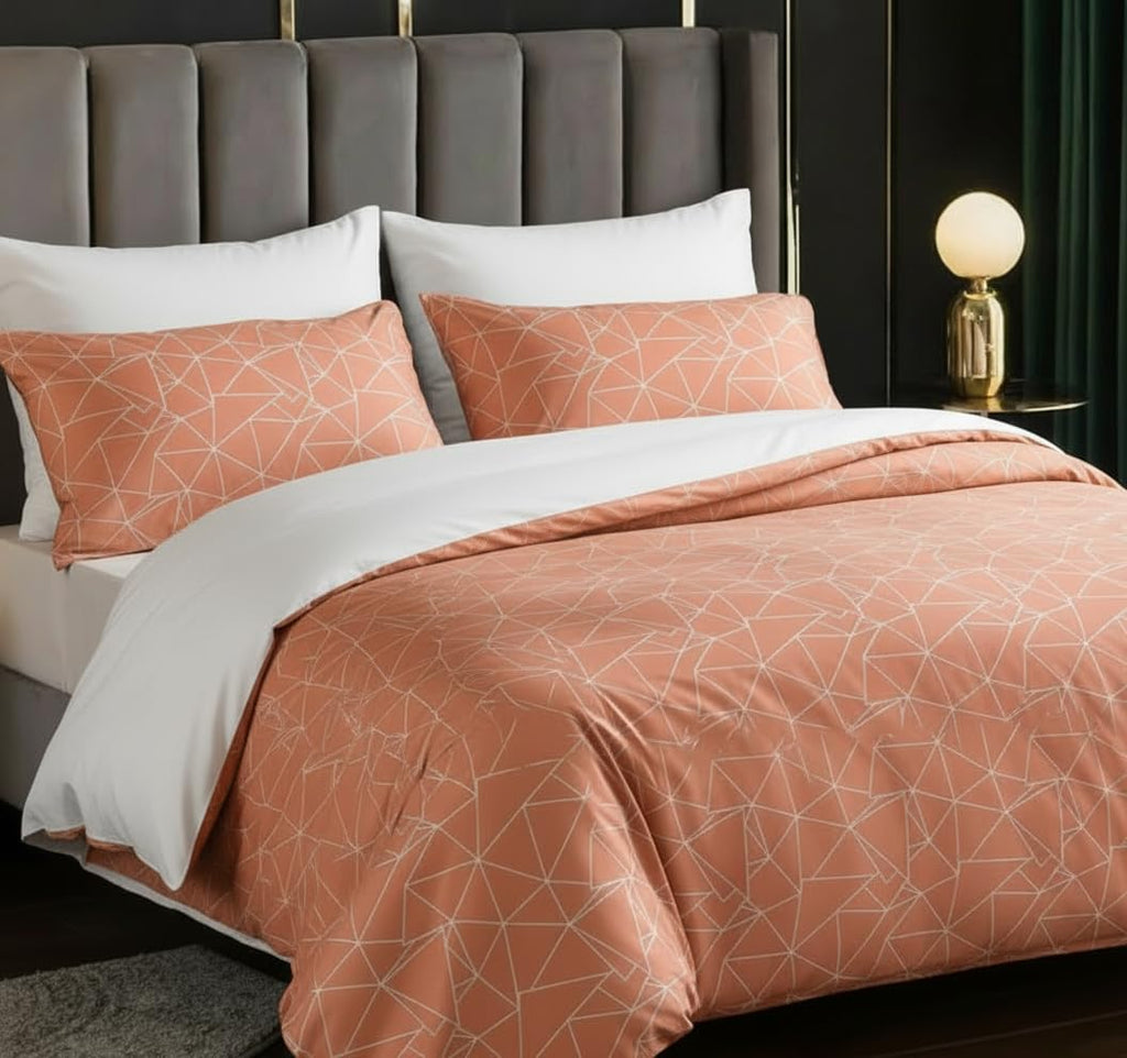 Geometric Duvet Cover Set – Peach Geometric