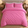 Hot Pink Gingham duvet cover set, front view showing the fuchsia check with two pink pillowcases over white pillows