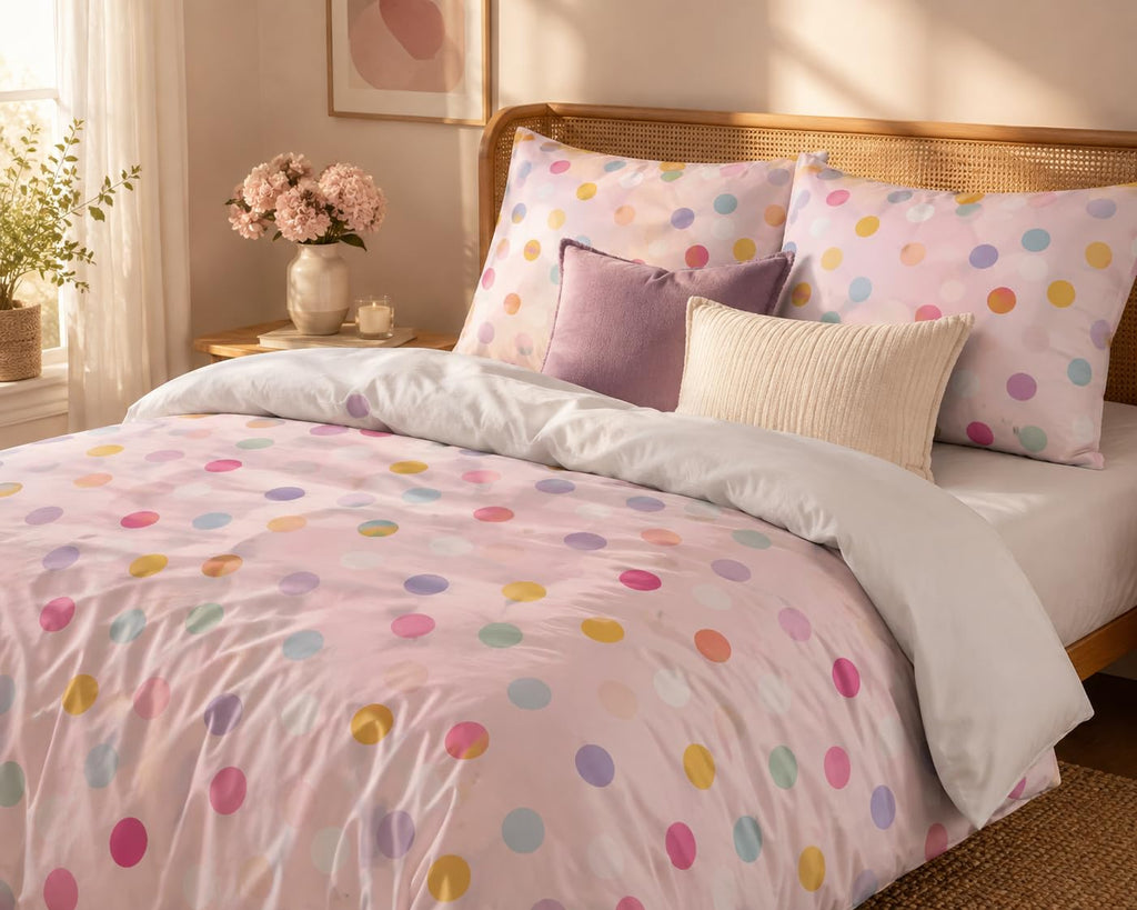 Polka Dot Duvet Cover Set – Pink Multicolour Polka Dots