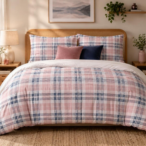 Pink Plaid Duvet Cover Set – Single to Emperor