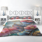 Floral Duvet Cover Set – Pink and Teal Floral