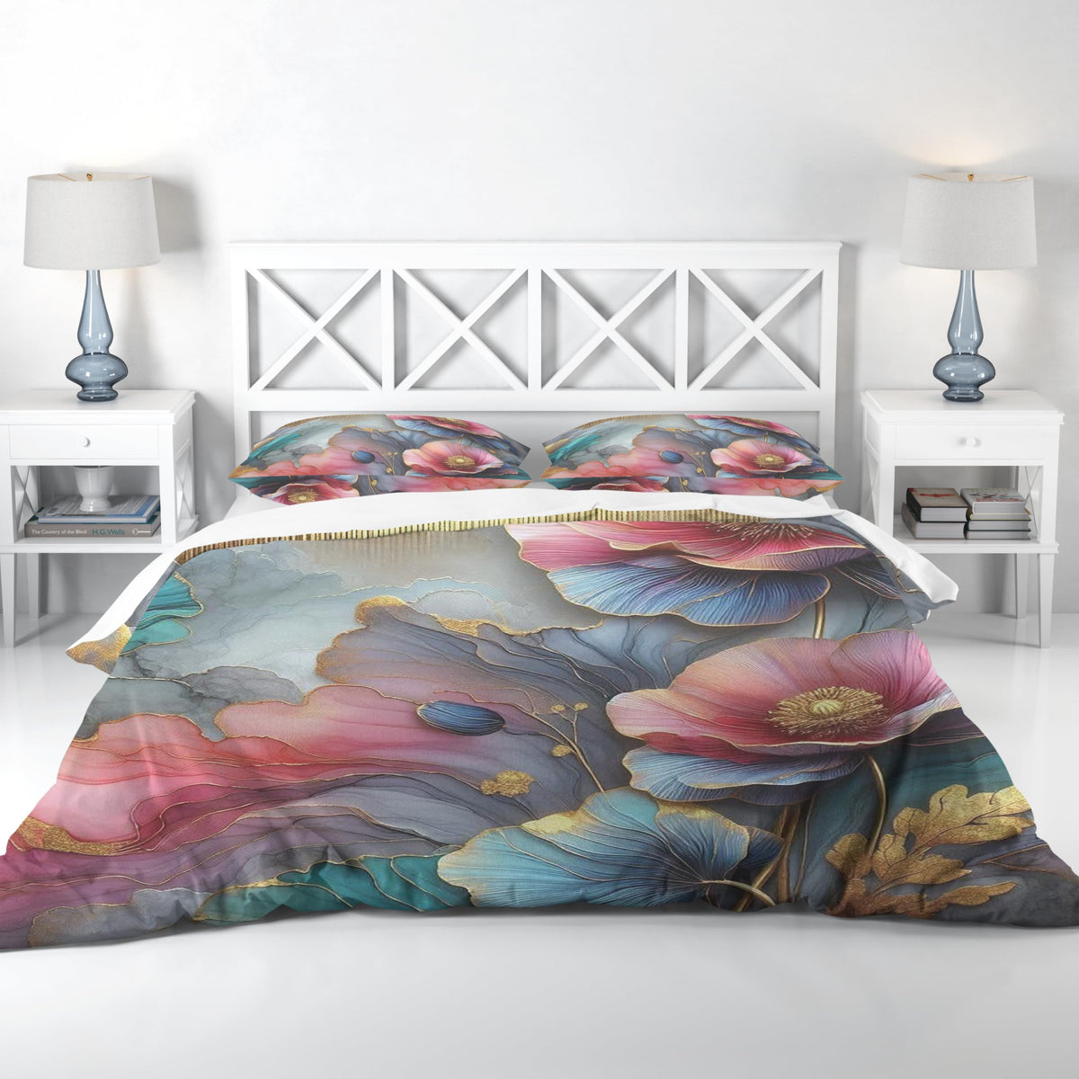 Floral Duvet Cover Set – Pink and Teal Floral