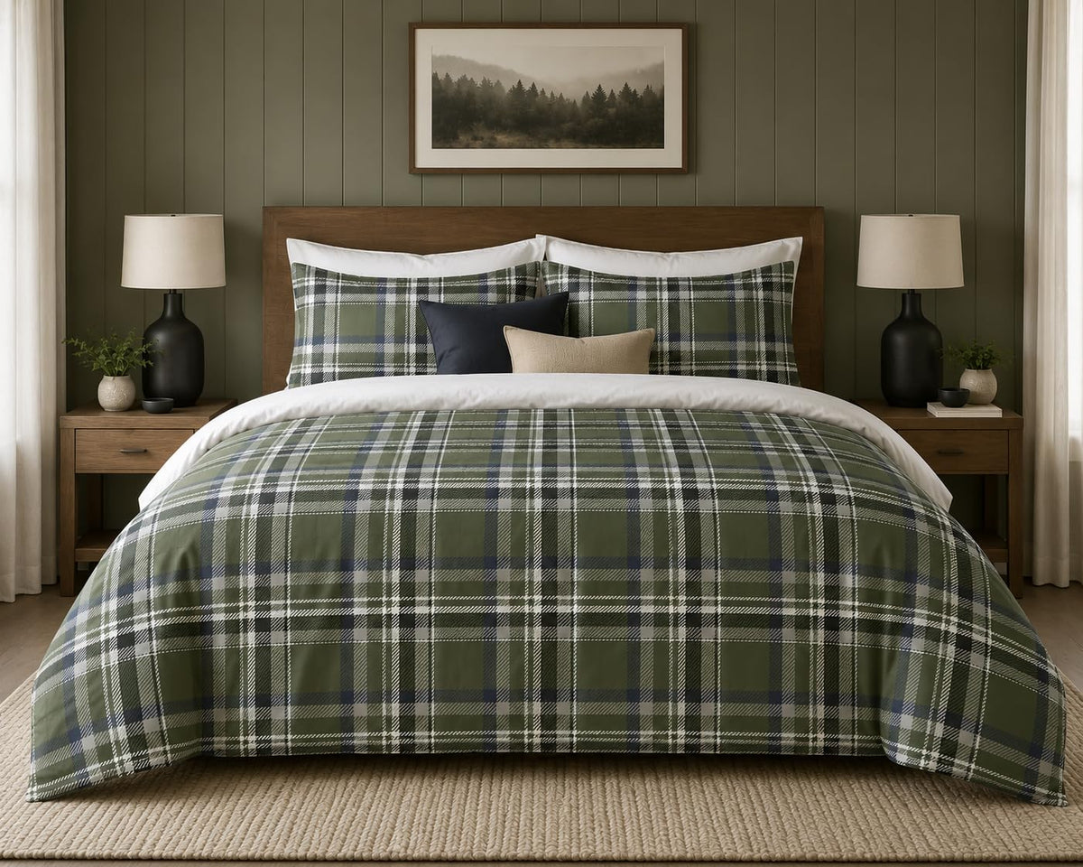 Plaid Duvet Cover Set – 15 Colourways, Single to Emperor