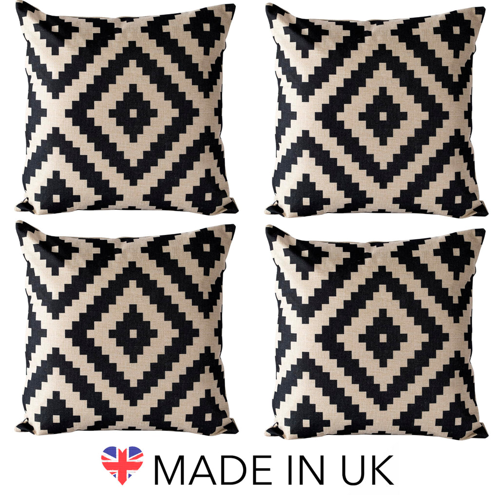 Printed Cushion Covers 45x45 cm – Artugal & Chevron, Pack of 4