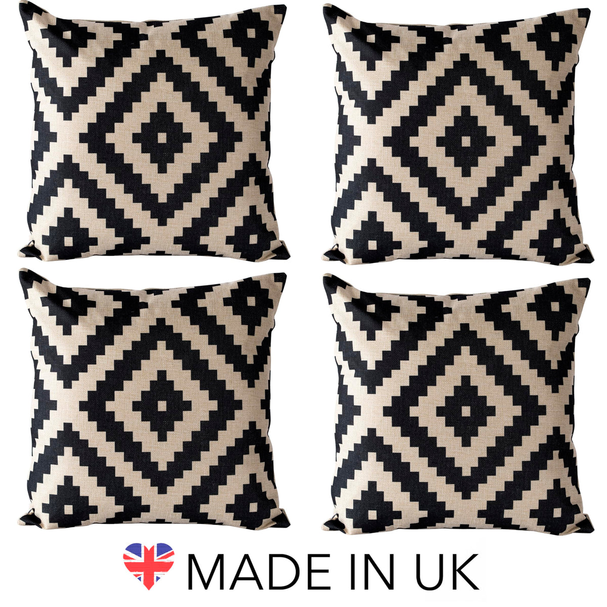 Printed Cushion Covers 45x45 cm – Artugal & Chevron, Pack of 4