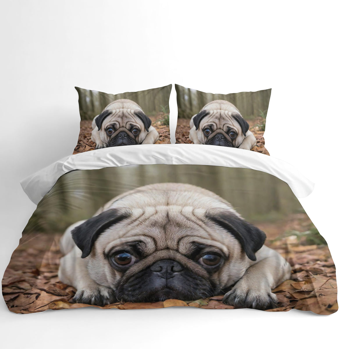 Dog Breed Duvet Cover Set – Pug Autumn