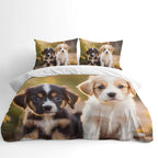 Dog Breed Duvet Cover Set – Puppy Duo Garden