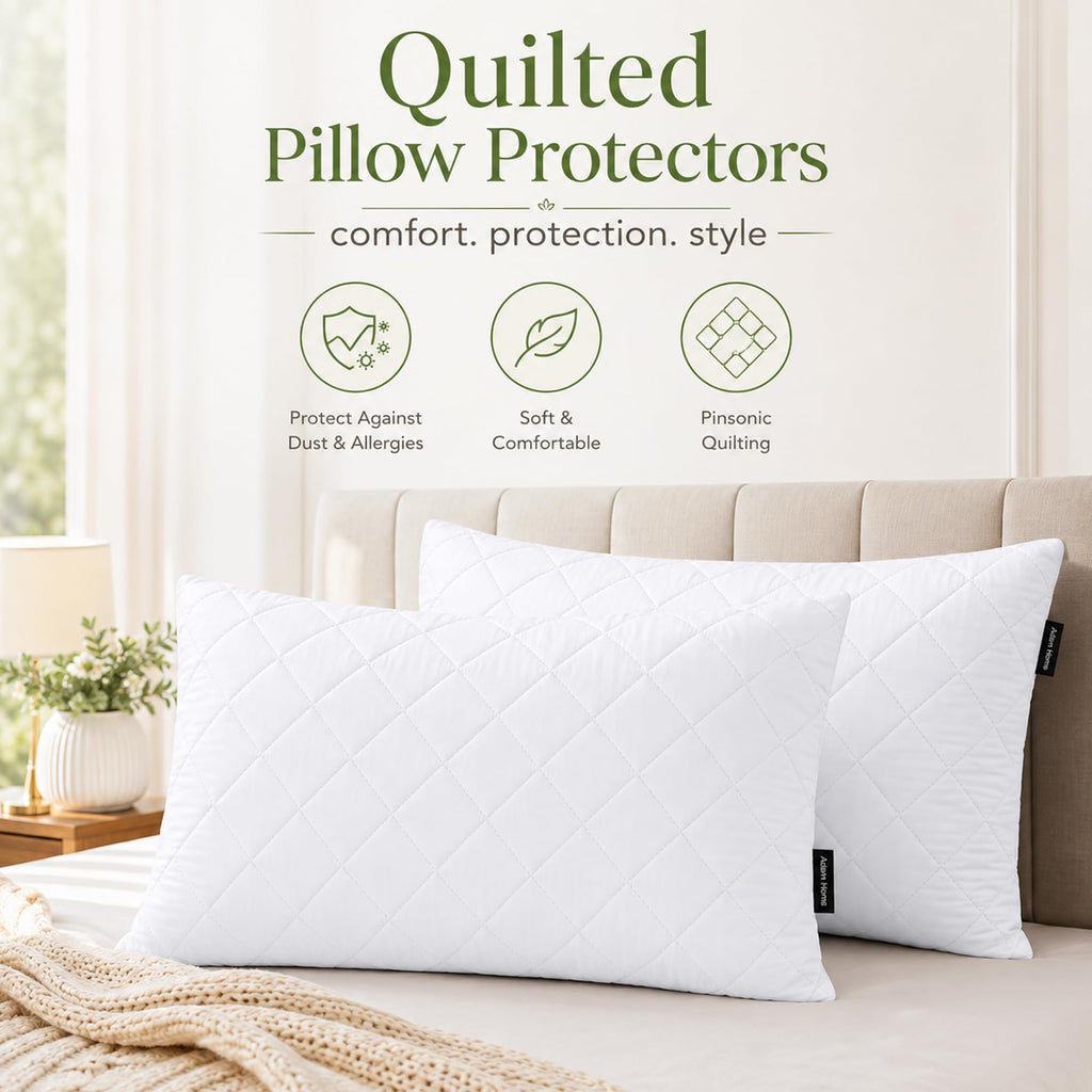 Quilted Pillow Protectors 50x75 cm – Polycotton, Packs of 2-8 (view 3)