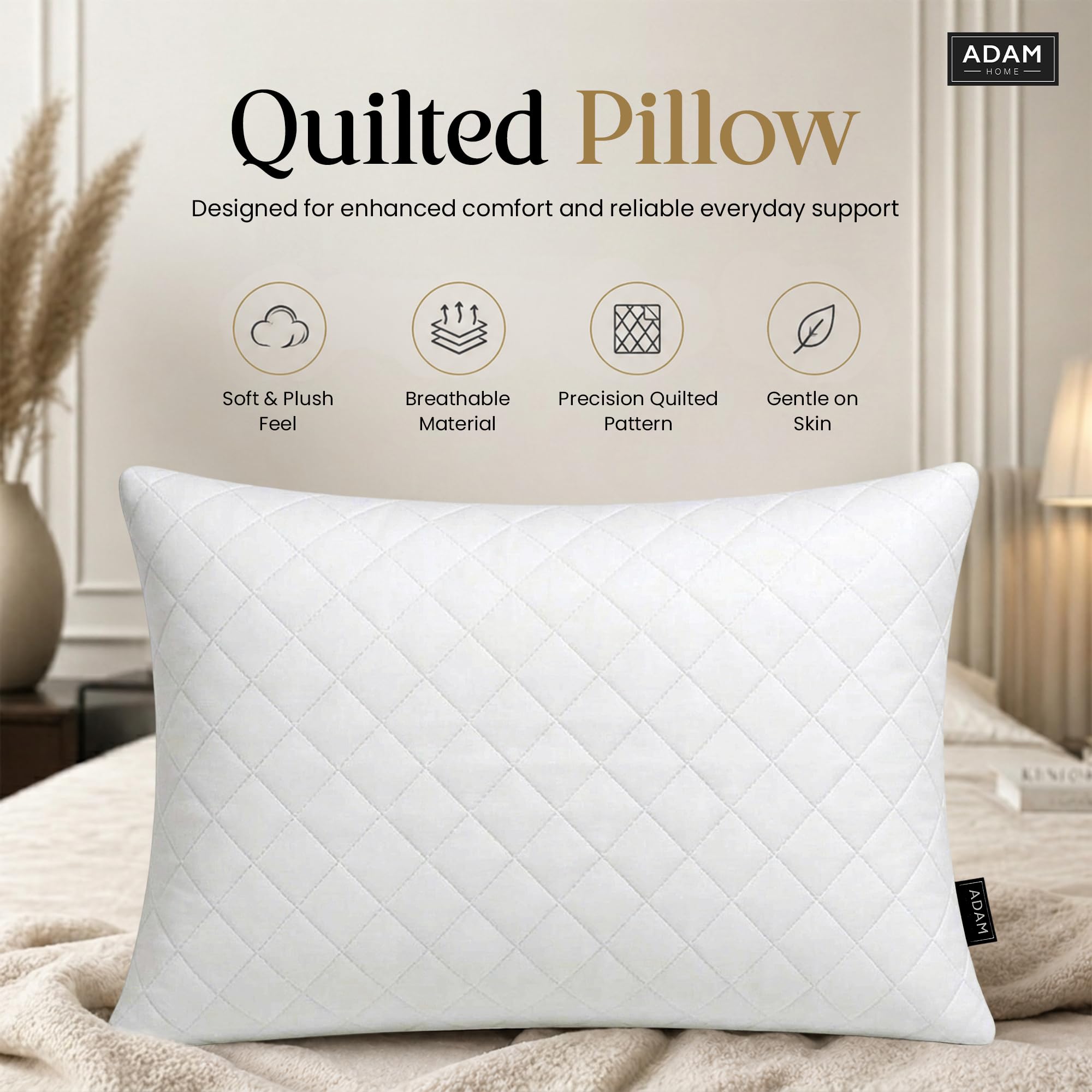 Quilted Pillows 48x74 cm – Hollowfibre, Packs of 1-6