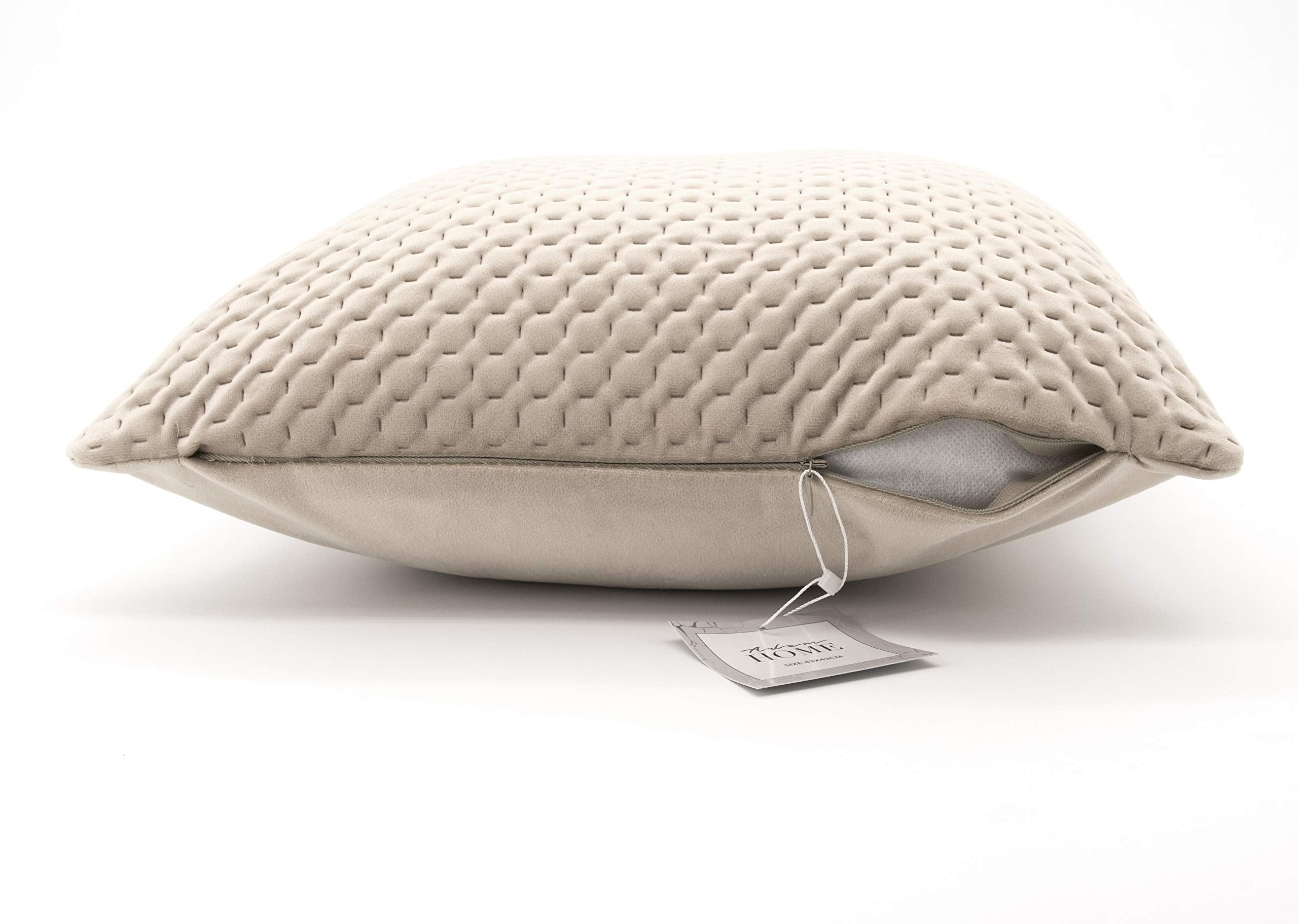 Quilted Velvet Cushion Covers 43x43 cm – 5 Colours, Packs of 2 & 4 (view 3)