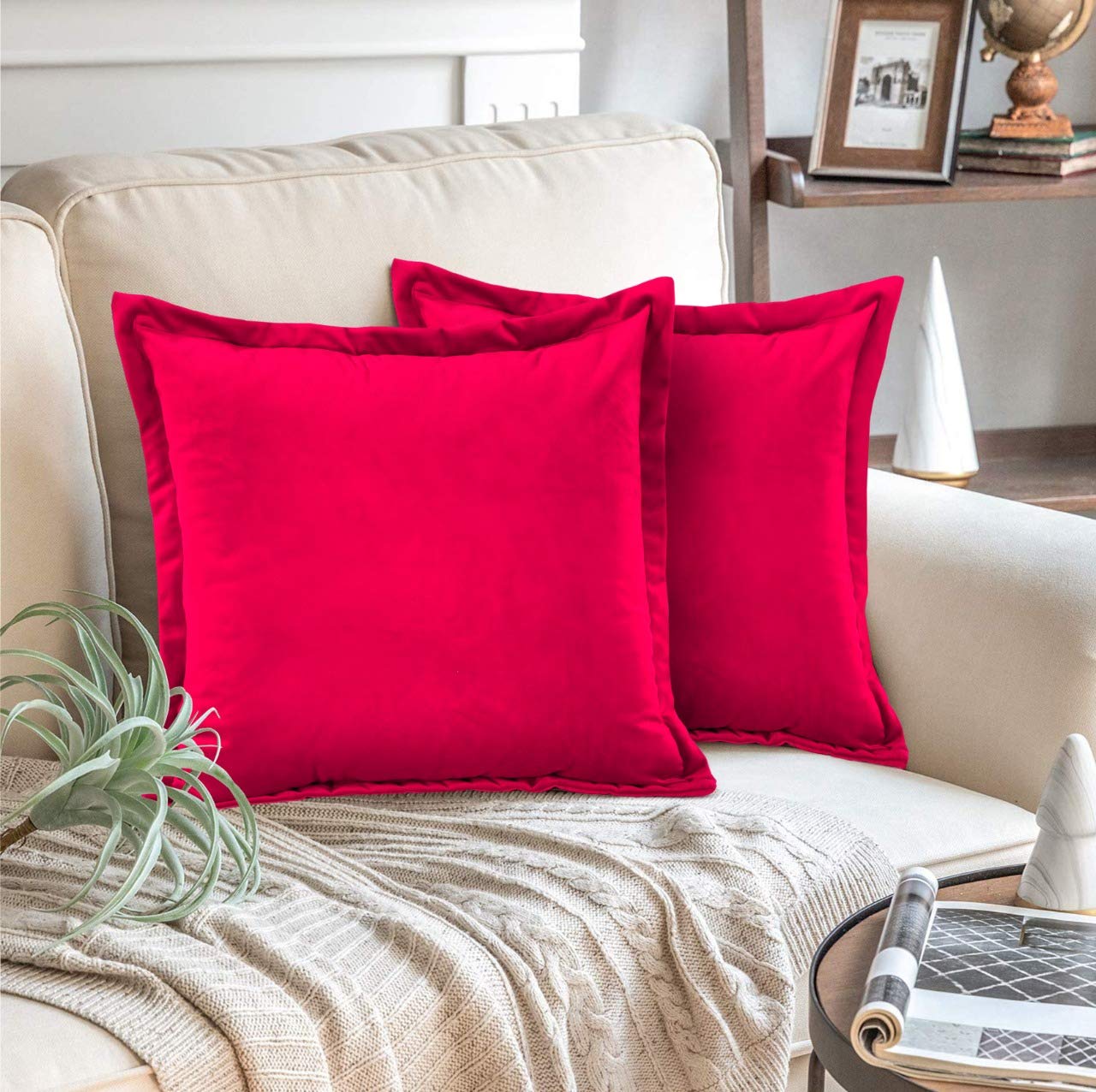 Velvet Cushion Covers 45x45 cm – Red 18''x 18''
