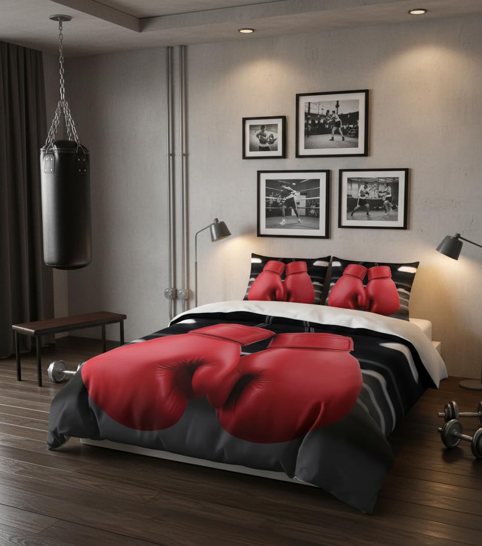 Boxing Gloves Duvet Cover Set – Red Downward Boxing Gloves