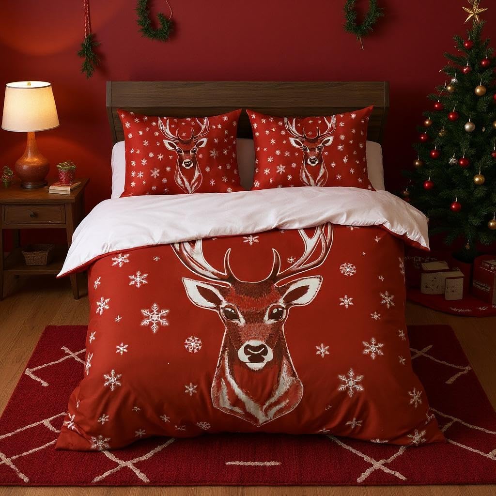 Santa & Reindeer Duvet Cover Set – Reindeer