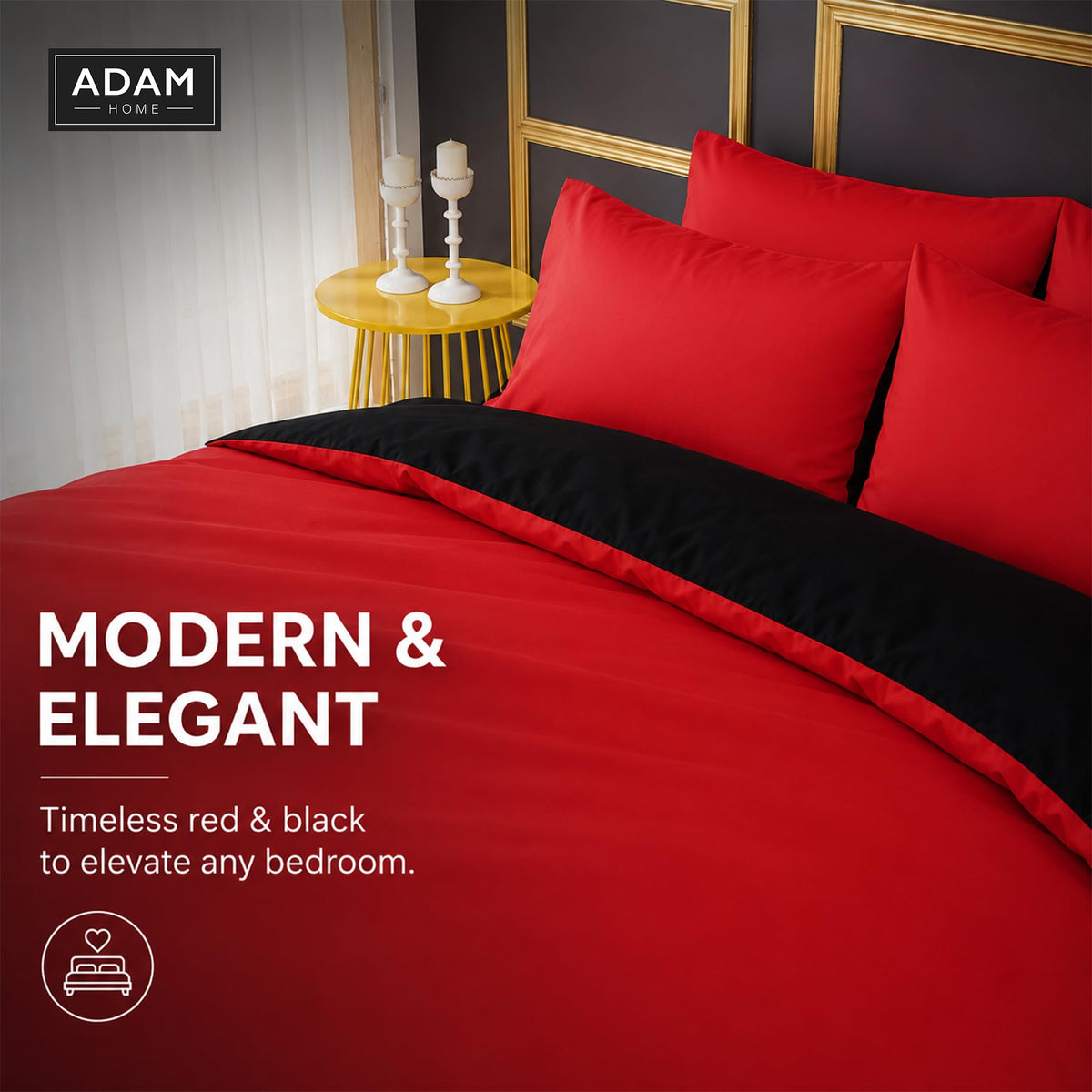 Reversible Duvet Cover Set with Fitted Sheet – 7 Colours, Single to Super King (view 15)