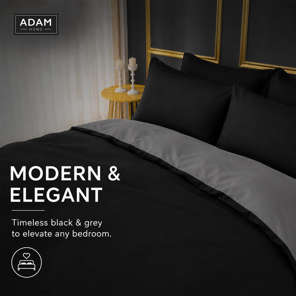Reversible Duvet Cover Set with Fitted Sheet – 7 Colours, Single to Super King (view 7)