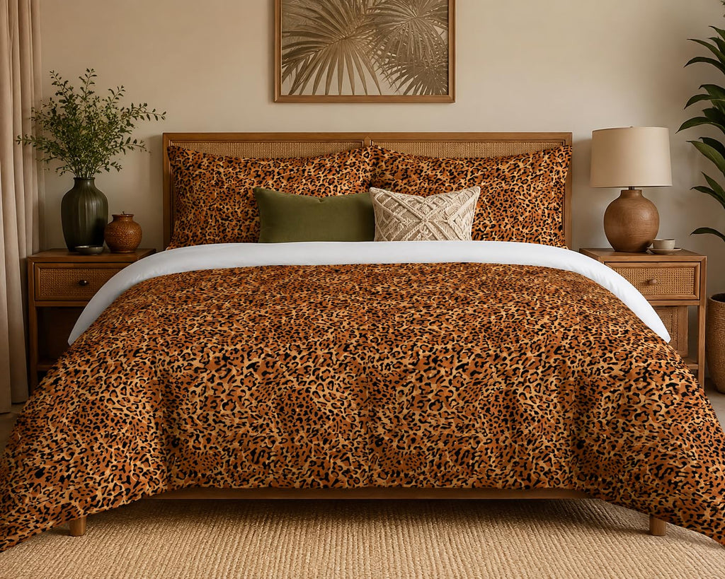 Animal Print Duvet Cover Set – Rust Leopard