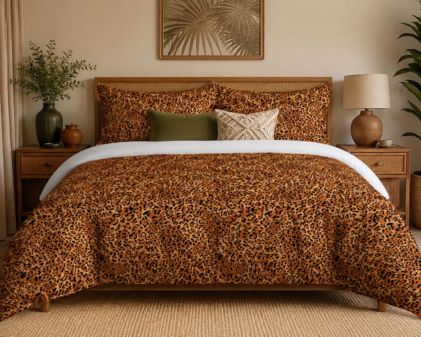 Animal Print Duvet Cover Set – Rust Leopard
