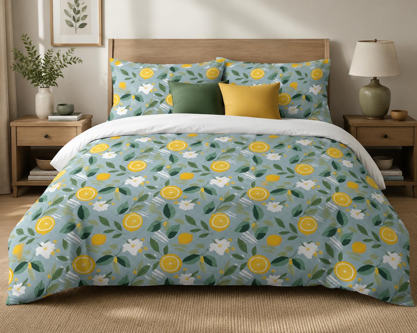 Fruit Duvet Cover Set – Sage Lemon