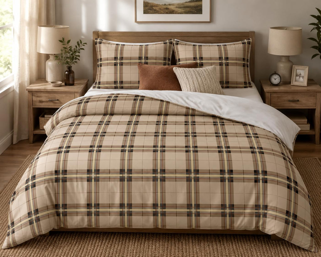 Plaid Duvet Cover Set – Sand Plaid
