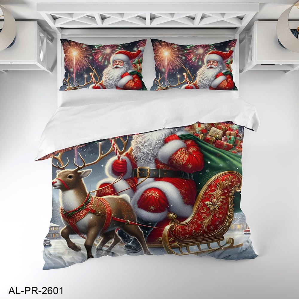 Santa & Reindeer Duvet Cover Set – 12 Designs, Single to Super King (view 3)