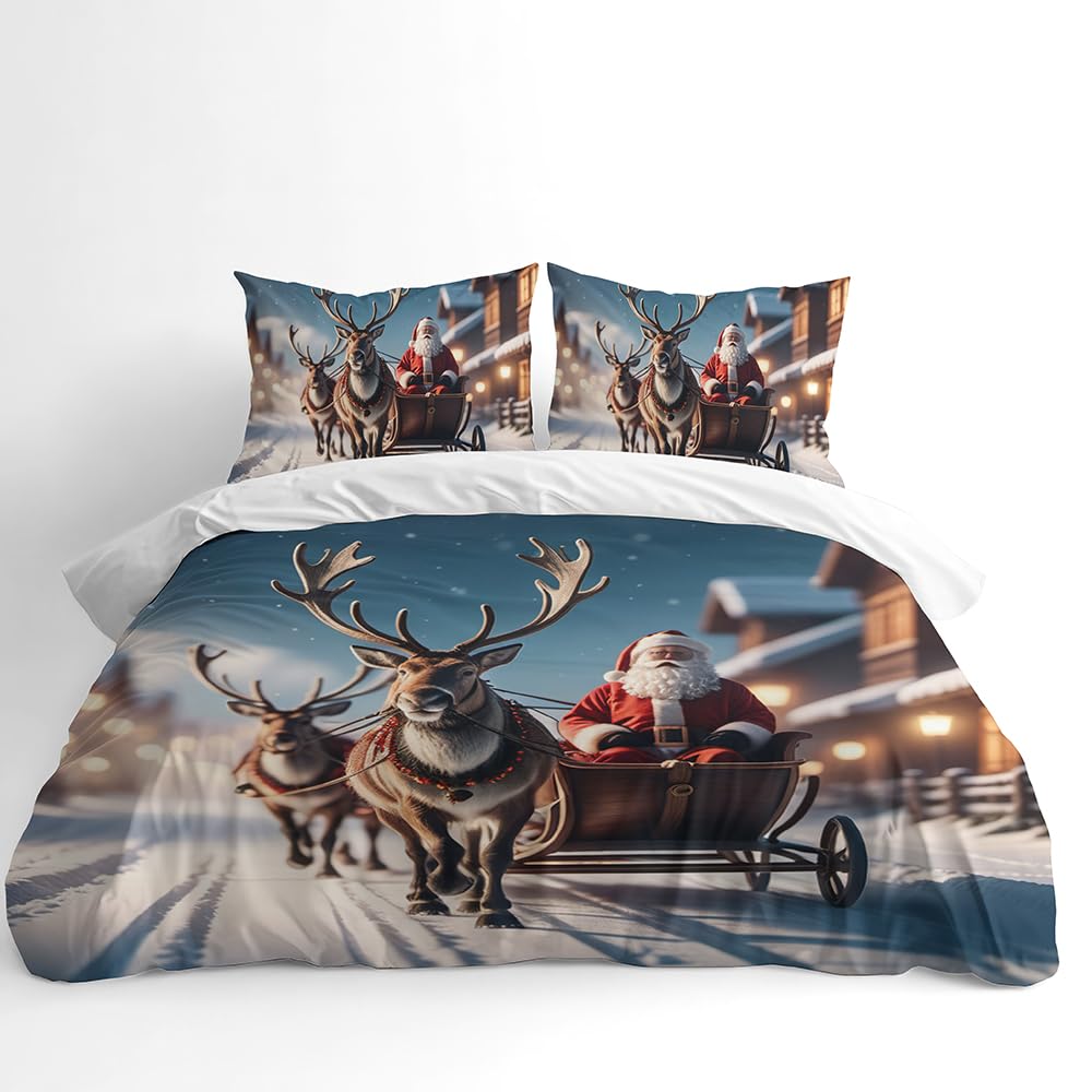 Santa & Reindeer Duvet Cover Set – Santa's Sleigh