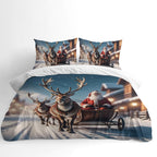 Santa & Reindeer Duvet Cover Set – Santa's Sleigh