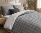 Small Plaid Duvet Cover Set – Silver Grey Small Plaid