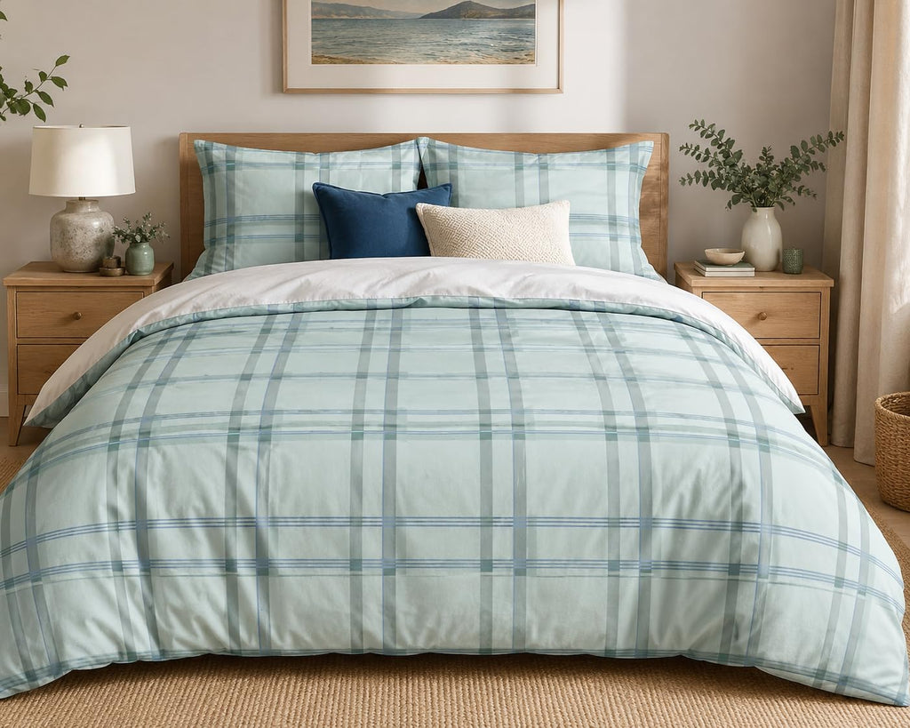 Plaid Duvet Cover Set – Sky Plaid