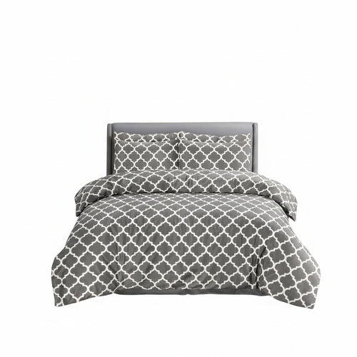 Diamond Grey Duvet Cover Set – Microfibre, Single to Super King