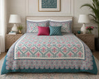 Framed Heritage Duvet Cover Set – Teal Pink