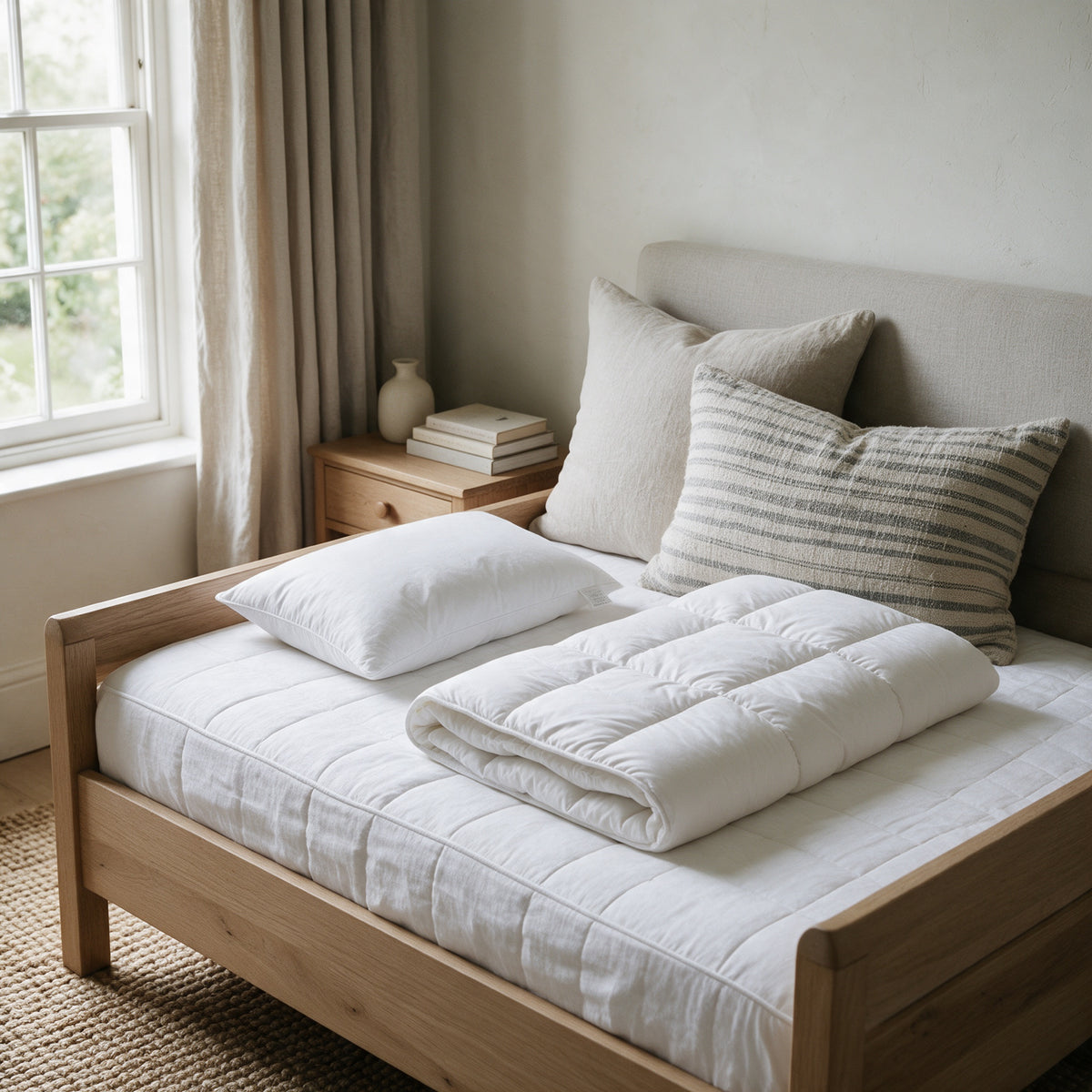 Toddler Pillow on a cot bed, showing its size