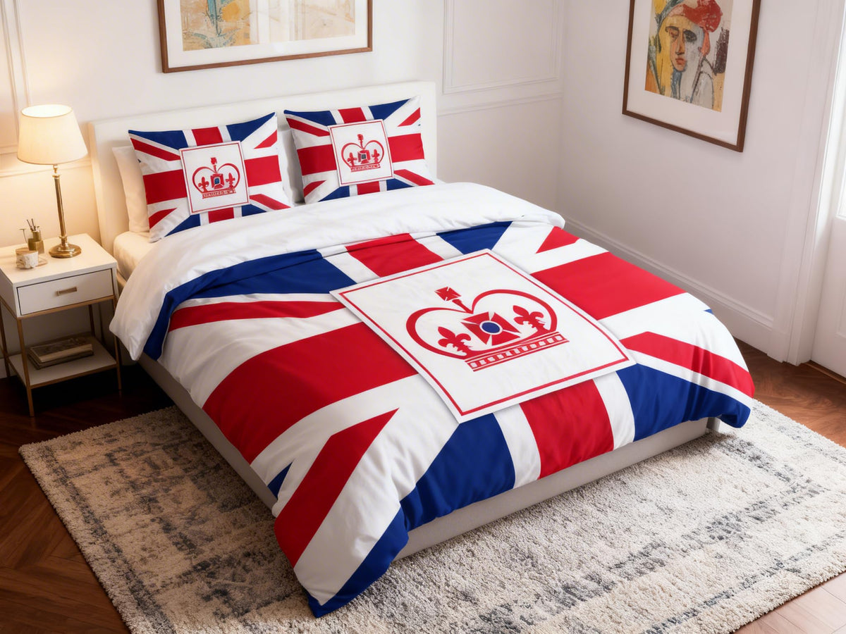 Union Jack Duvet Cover Set – Union Jack with Crown Motif