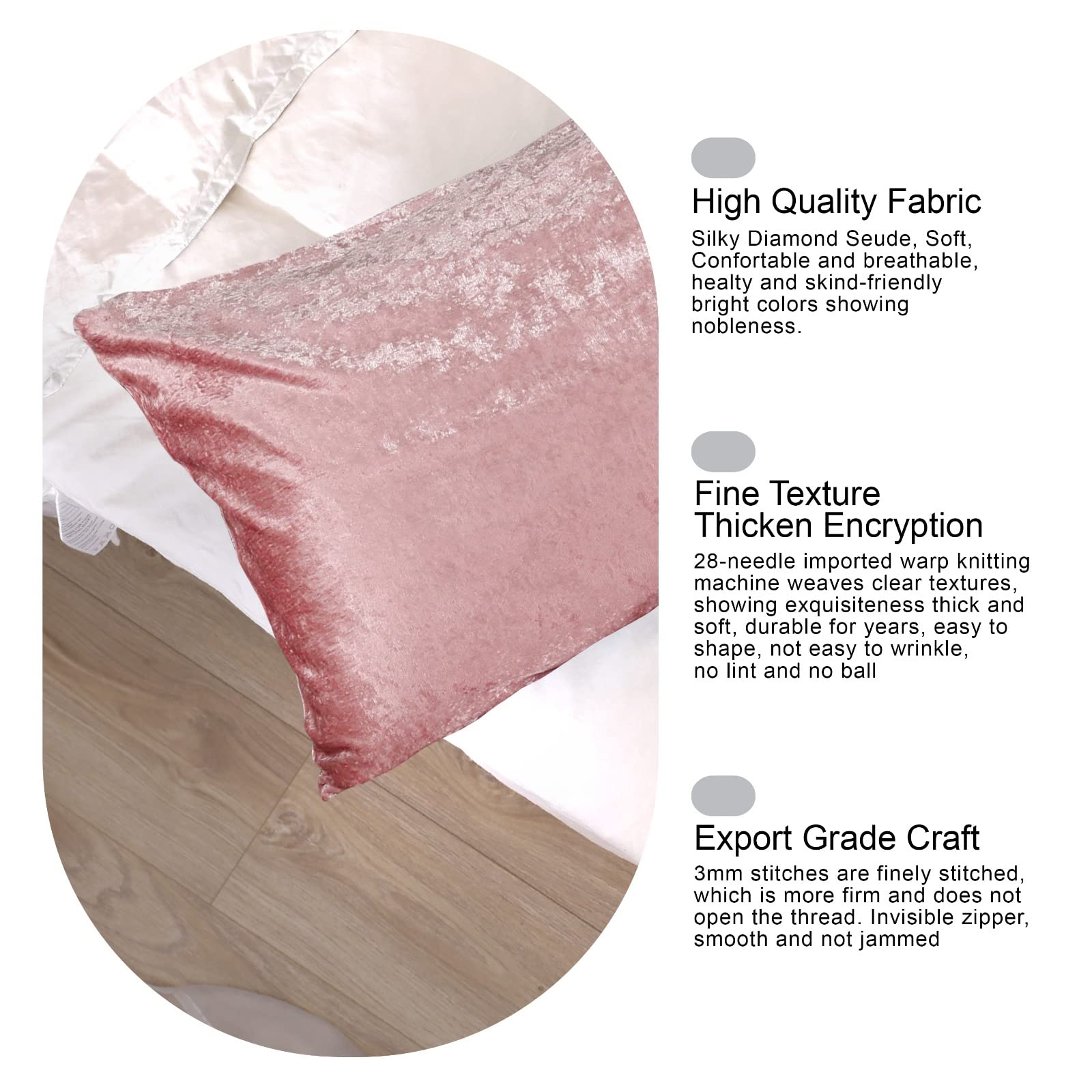 Crushed Velvet Bolster Pillow – 4 Colours, 3ft to 6ft (view 18)