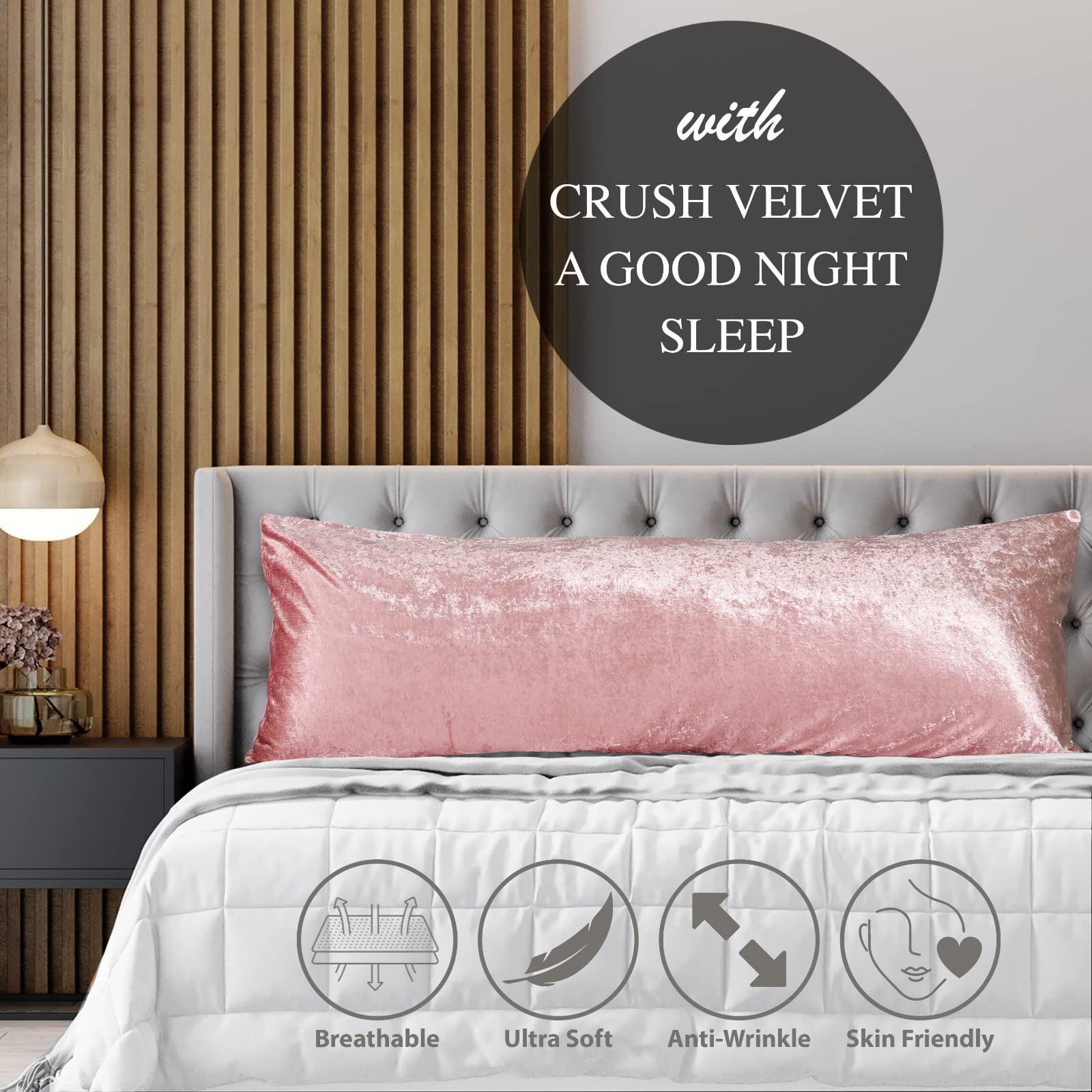 Crushed Velvet Bolster Pillow – 4 Colours, 3ft to 6ft (view 19)