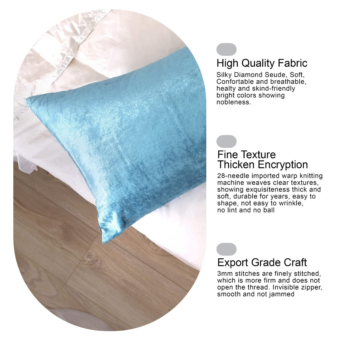 Crushed Velvet Bolster Pillow – 4 Colours, 3ft to 6ft (view 24)