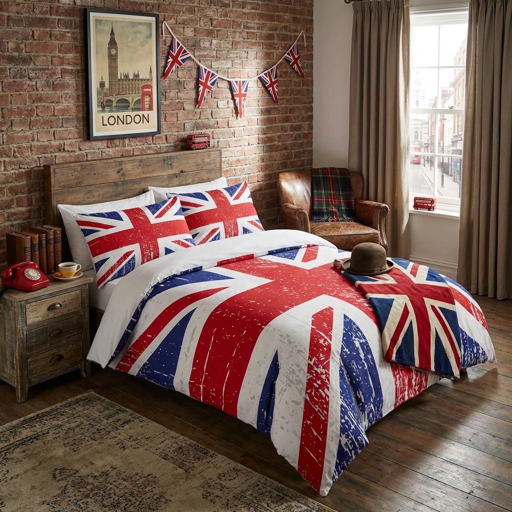 Union Jack Duvet Cover Set – Vintage Style Union Jack