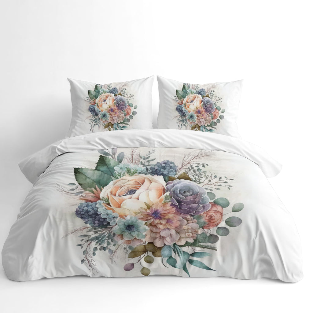 Botanical Duvet Cover Set – Watercolor Botanical Floral