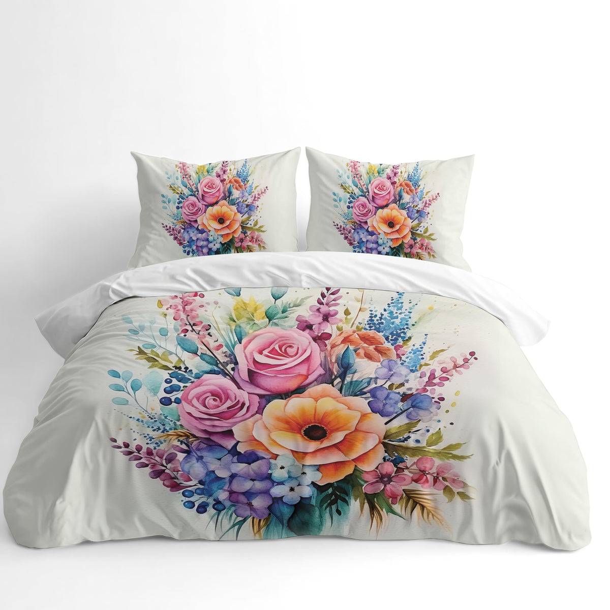 Botanical Duvet Cover Set – Watercolor Floral