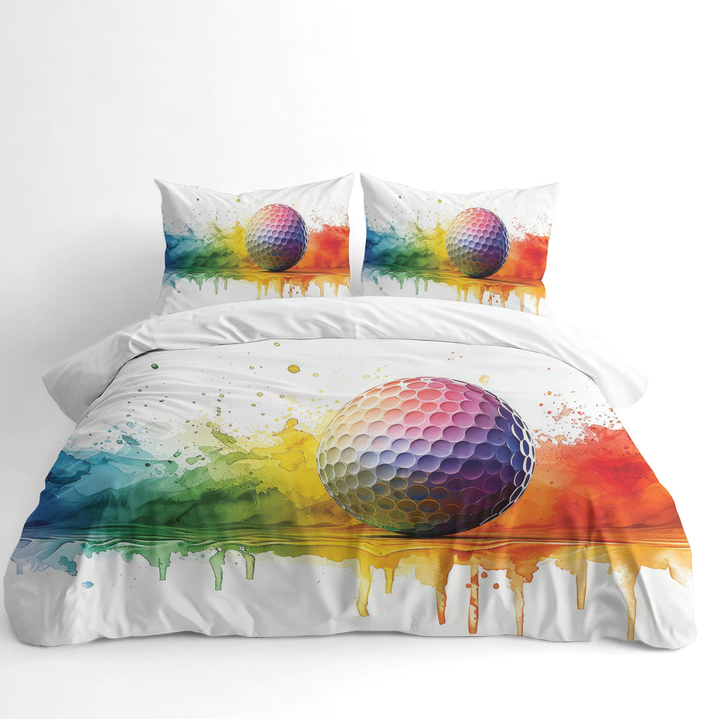 Football Duvet Cover Set – Watercolor-Style Golf Ball