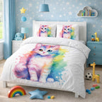 Cat Duvet Cover Set – Watercolor-Style Kitten