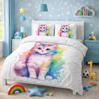 Cat Duvet Cover Set – Watercolor-Style Kitten
