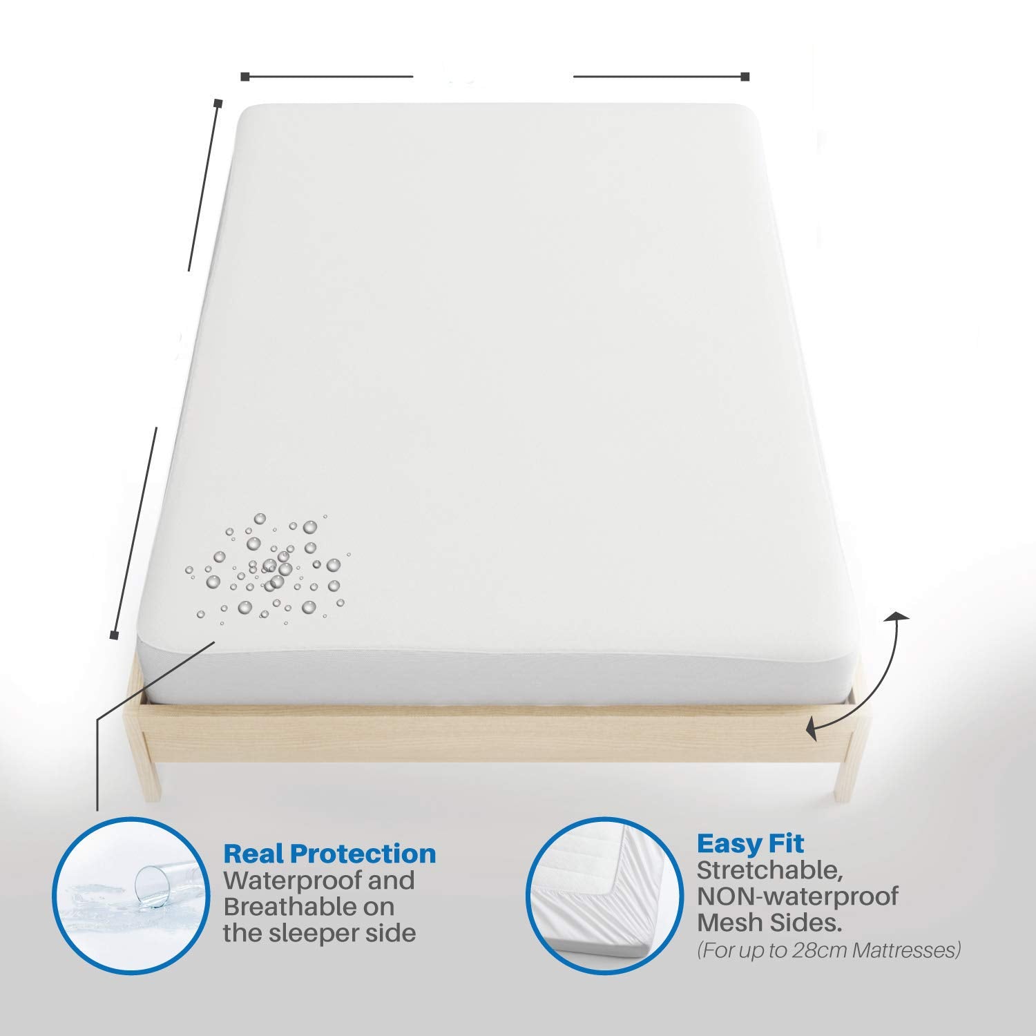 Waterproof Mattress Protector – Terry Cotton, Small Double & Cot Bed